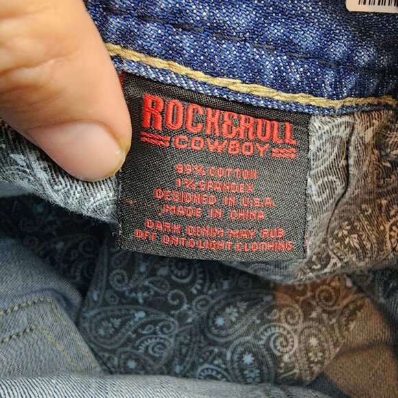 Rock & Roll Denim Jeans Mens 34x38 Blue Pistol Straight Leg *Read* - Picture 14 of 16